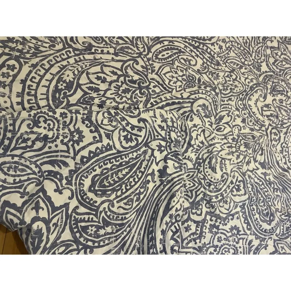 Charter Club Damask PAISLEY Designs 100% Pima Cotton FULL / QUEEN Blue White * R